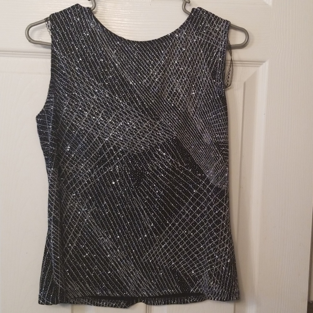 Black and Silver/glitter Sleeveless Top.Size 14